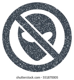 Forbidden Alien grainy textured icon for overlay watermark stamps. Flat symbol with dust texture. Dotted vector smooth blue ink rubber seal stamp with grunge design on a white background.