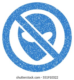 Forbidden Alien grainy textured icon for overlay watermark stamps. Flat symbol with unclean texture. Dotted vector cobalt ink rubber seal stamp with grunge design on a white background.