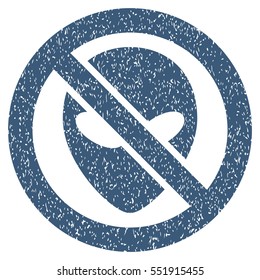 Forbidden Alien grainy textured icon for overlay watermark stamps. Flat symbol with scratched texture. Dotted vector blue ink rubber seal stamp with grunge design on a white background.
