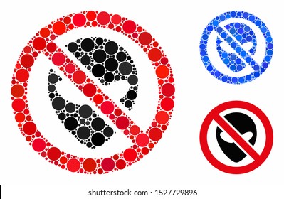 Forbidden alien mosaic of spheric dots in various sizes and color hues, based on forbidden alien icon. Vector round dots are combined into blue mosaic.