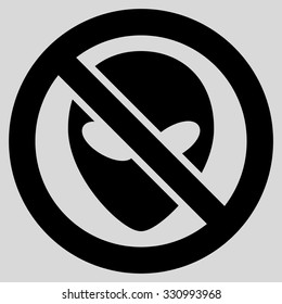 Forbidden Alien vector icon. Style is flat black symbol, rounded angles, light gray background.