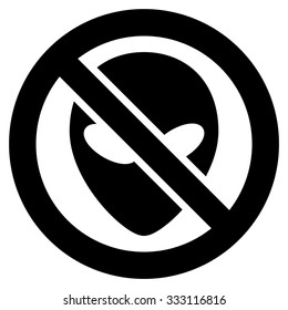 Forbidden Alien vector icon. Style is flat black symbol, rounded angles, white background.