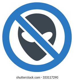 Forbidden Alien vector icon. Style is flat bicolor smooth blue symbol, rounded angles, white background.