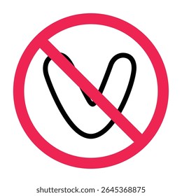 Forbidden alphabet V sign, prohibited v letter sign, letter v restricted symbol, do not use letter v sign