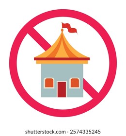 Forbidden amusement park sign, prohibited carnival circus icon, no playing sign, forbidden playground sign, vector illustration design