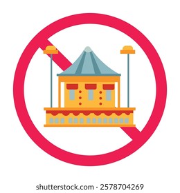 Forbidden amusement park sign, prohibited carnival circus icon, vector illustration design elements, isolated on white background
