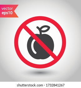 manzana prohibida Advertencia, precaución, atención, restricción. Icono vectorial de Apple. Diseño de señales planas de Apple. Pictograma de símbolo de Apple