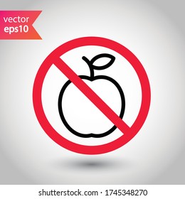 Forbidden apple Prohibited Warning, caution, attention, restriction label ban. Apple vector icon. Apple flat sign design. Apple symbol pictogram