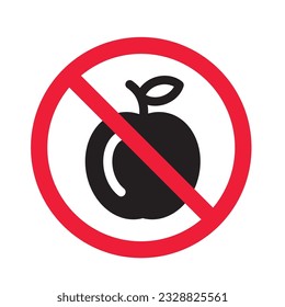 Forbidden apple Prohibited Warning, caution, attention, restriction label ban. Apple vector icon. Apple flat sign design. Apple symbol pictogram