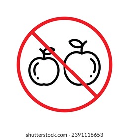 Forbidden apple Prohibited Warning, caution, attention, restriction label ban. Apple vector icon. Apple flat sign design. Apple symbol pictogram UX UI icon
