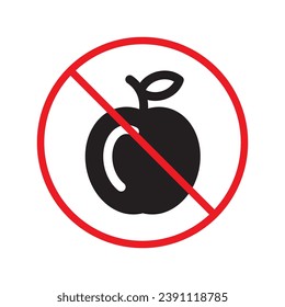 Forbidden apple Prohibited Warning, caution, attention, restriction label ban. Apple vector icon. Apple flat sign design. Apple symbol pictogram UX UI icon