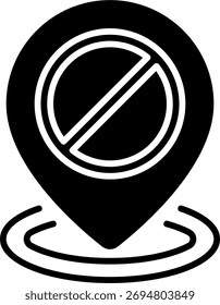 Forbidden area vector design in modern style, restricted zone and navigation warning concept, travel map illustration. Glyph Icon