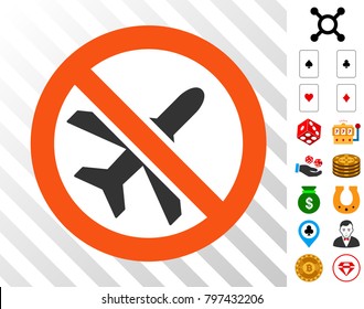 Forbidden Ariplanes icon with bonus gamble icons. Vector illustration style is flat iconic symbols. Designed for casino ui.