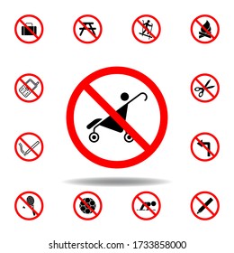 Forbidden baby carriage icon. set can be used for web, logo, mobile app, UI, UX