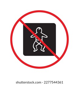 Forbidden baby vector icon. No baby flat sign design. Prohibited child symbol pictogram. Warning, caution, attention, restriction label ban danger