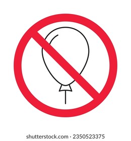 Forbidden balloon vector icon. Warning, caution, attention, restriction, label, ban, danger. No balloon flat sign design pictogram symbol. No balloon icon