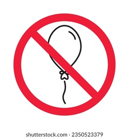 Forbidden balloon vector icon. Warning, caution, attention, restriction, label, ban, danger. No balloon flat sign design pictogram symbol. No balloon icon