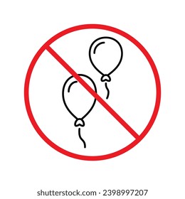 Forbidden balloon vector icon. Warning, caution, attention, restriction, label, ban, danger. No balloon flat sign design pictogram symbol. No balloon icon