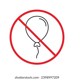 Verbotenes Ballon, Vektorsymbol. Warnung, Vorsicht, Aufmerksamkeit, Einschränkung, Kennzeichnung, Verbot, Gefahr. Kein Piktogramm-Symbol für Ballonflaechen. Kein Ballonsymbol