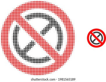 Forbidden ban halftone dot icon illustration. Halftone pattern contains circle dots. Vector illustration of forbidden ban icon on a white background. Flat abstraction for forbidden ban symbol.