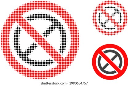 Forbidden ban halftone dotted icon. Halftone array contains round dots. Vector illustration of forbidden ban icon on a white background.