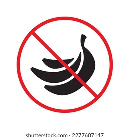 Verbotene Bananen, Vektorsymbol. Keine Bananen flaches Schild Design. Verbotenes Fruchtsymbol Piktogramm. Warnung, Vorsicht, Aufmerksamkeit, Sperrmarkenverbieten Gefahr. Keine Essenssymbol.