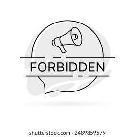 Anuncio prohibido. Icono de megáfono. Estilo plano. Icono de Vector.