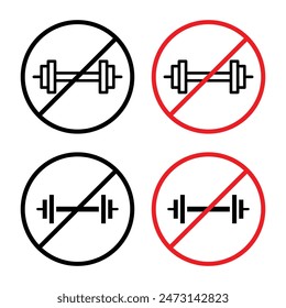 Forbidden barbell sign indicating no weightlifting allowed in this area