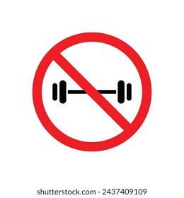 Forbidden Barbell Sign Vector Line Icon illustration.