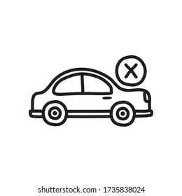 forbidden to be transported by car symbol, car with cross icon over white background, flat style, vector illustration
