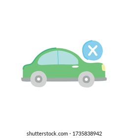 forbidden to be transported by car symbol, car with cross icon over white background, flat style, vector illustration