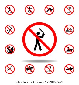Forbidden beating, man icon. set can be used for web, logo, mobile app, UI, UX