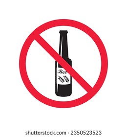 Forbidden beer vector icon. Warning, caution, attention, restriction, label, ban, danger. No beer flat sign design pictogram symbol. No beer icon
