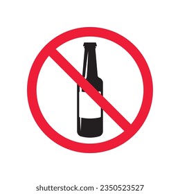 Forbidden beer vector icon. Warning, caution, attention, restriction, label, ban, danger. No beer flat sign design pictogram symbol. No beer icon