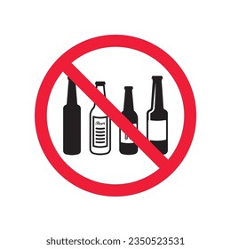 Forbidden beer vector icon. Warning, caution, attention, restriction, label, ban, danger. No beer flat sign design pictogram symbol. No beer icon