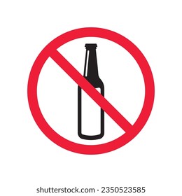 Forbidden beer vector icon. Warning, caution, attention, restriction, label, ban, danger. No beer flat sign design pictogram symbol. No beer icon