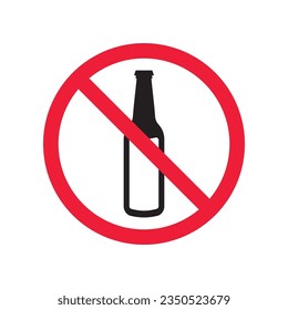 Forbidden beer vector icon. Warning, caution, attention, restriction, label, ban, danger. No beer flat sign design pictogram symbol. No beer icon