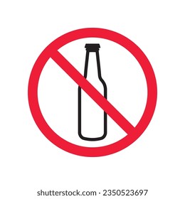 Forbidden beer vector icon. Warning, caution, attention, restriction, label, ban, danger. No beer flat sign design pictogram symbol. No beer icon