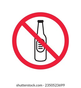 Forbidden beer vector icon. Warning, caution, attention, restriction, label, ban, danger. No beer flat sign design pictogram symbol. No beer icon