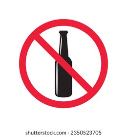 Forbidden beer vector icon. Warning, caution, attention, restriction, label, ban, danger. No beer flat sign design pictogram symbol. No beer icon