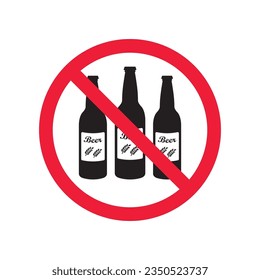 Forbidden beer vector icon. Warning, caution, attention, restriction, label, ban, danger. No beer flat sign design pictogram symbol. No beer icon