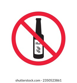 Forbidden beer vector icon. Warning, caution, attention, restriction, label, ban, danger. No beer flat sign design pictogram symbol. No beer icon