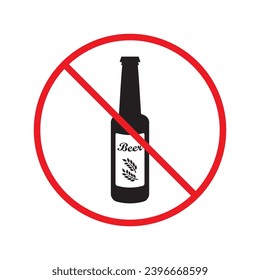 Forbidden beer vector icon. Warning, caution, attention, restriction, label, ban, danger. No beer flat sign design pictogram symbol. No beer icon UX UI