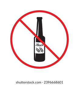 Forbidden beer vector icon. Warning, caution, attention, restriction, label, ban, danger. No beer flat sign design pictogram symbol. No beer icon UX UI
