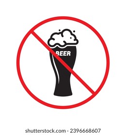 Forbidden beer vector icon. Warning, caution, attention, restriction, label, ban, danger. No beer flat sign design pictogram symbol. No beer icon UX UI