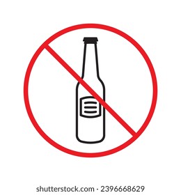Forbidden beer vector icon. Warning, caution, attention, restriction, label, ban, danger. No beer flat sign design pictogram symbol. No beer icon UX UI