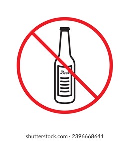 Forbidden beer vector icon. Warning, caution, attention, restriction, label, ban, danger. No beer flat sign design pictogram symbol. No beer icon UX UI
