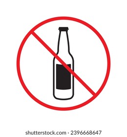 Forbidden beer vector icon. Warning, caution, attention, restriction, label, ban, danger. No beer flat sign design pictogram symbol. No beer icon UX UI