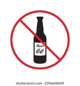 Forbidden beer vector icon. Warning, caution, attention, restriction, label, ban, danger. No beer flat sign design pictogram symbol. No beer icon UX UI