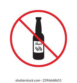 Forbidden beer vector icon. Warning, caution, attention, restriction, label, ban, danger. No beer flat sign design pictogram symbol. No beer icon UX UI